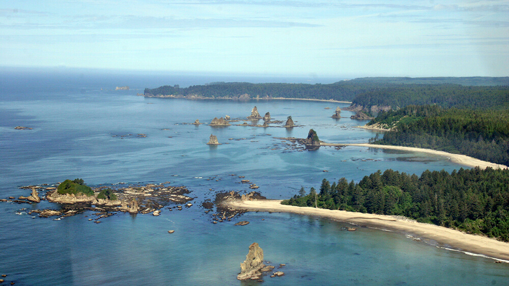 A view of the Olympic coast on a sunny day